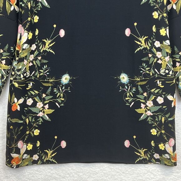 RACHEL Rachel Roy Women’s Black Floral Shift Dress w/Pockets & Slit Sleeves Sz 4 - Picture 10 of 16